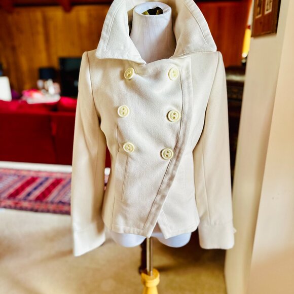 LYNNE Ivory Double Breasted Short Jacket Coat – 1 Junior - Ladies 0 - Picture 2 of 10
